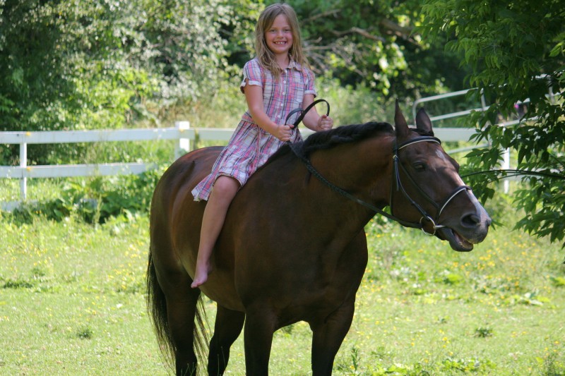 Two girls and two horses